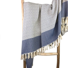 Load image into Gallery viewer, blue diamond stripe blanket
